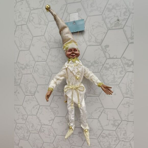 Ethnic Ivory and Gold Elf Christmas 18" Shelf Sitter - Picture 1 of 8